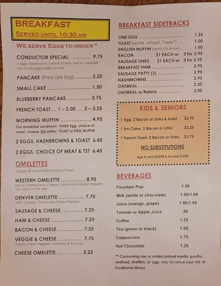 Whistle Stop Diner - Benson, MN menu_pic