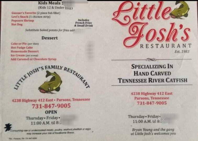 Little Josh's Fish Shack - Parsons, TN menu_pic