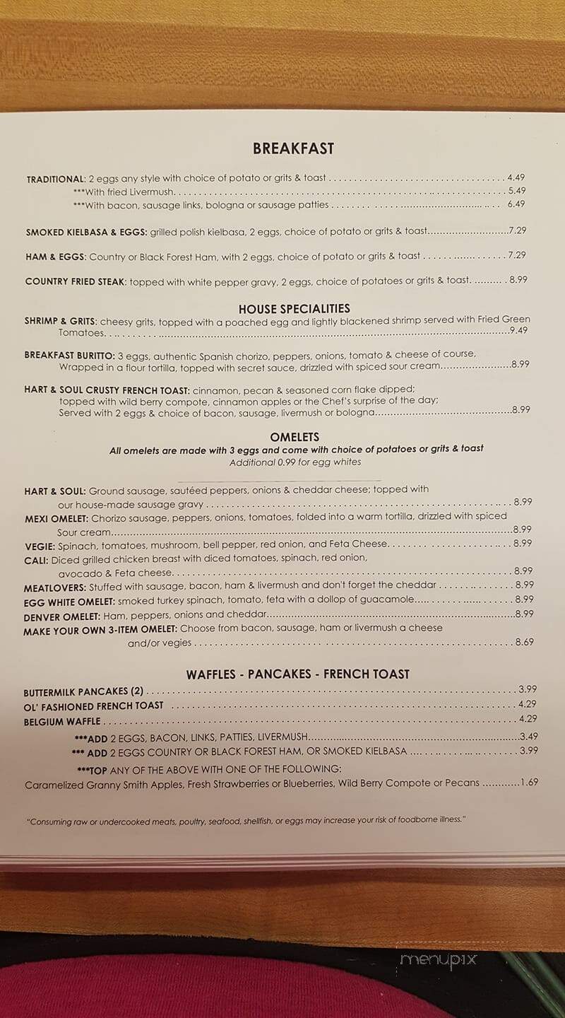 Hart & Soul Cafe - Hickory, NC menu_pic