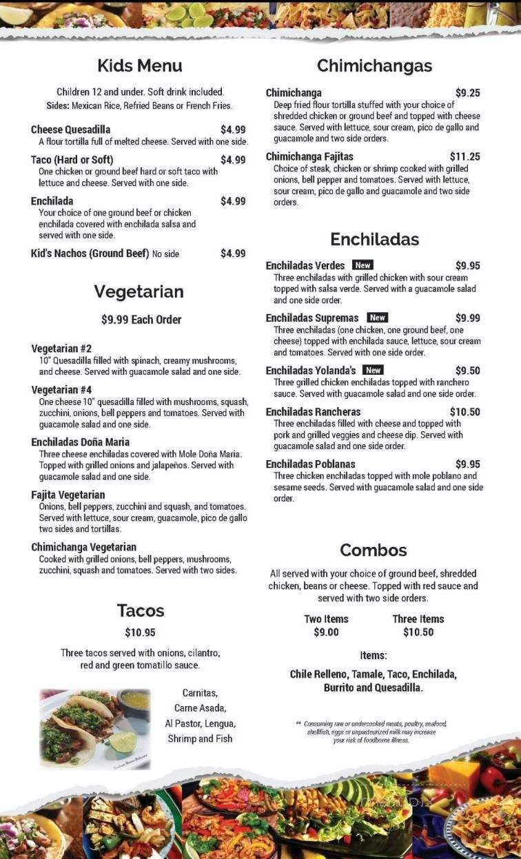 Zandunga Mexican Restaurant - Oak Ridge, TN menu_pic