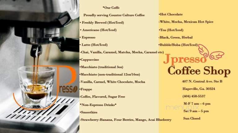 Jpresso - Atlanta, GA menu_pic