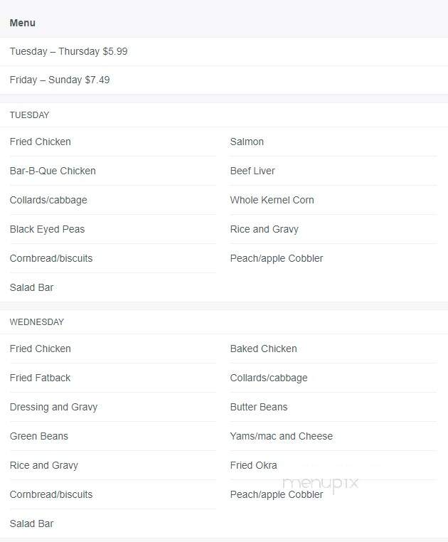 Ivery's Restaurant - Thomson, GA menu_pic