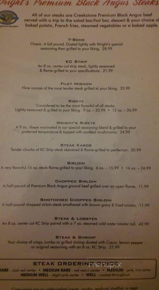 Wright's Family Steakhouse - Duncan, OK menu_pic