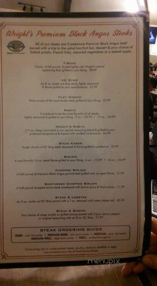 Wright's Family Steakhouse - Duncan, OK menu_pic