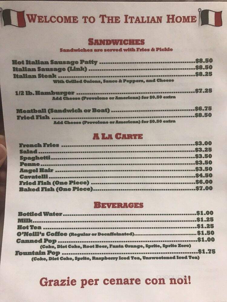 Italian Home - Farrell, PA menu_pic