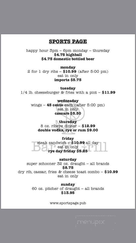 Sports Page Bar & Grill - Martensville, SK