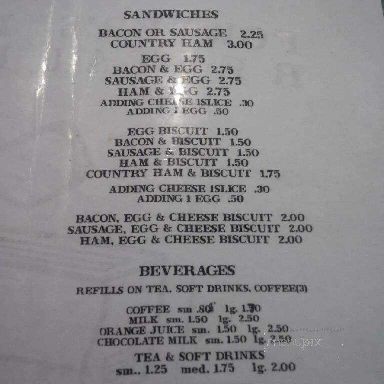 K & N Root Beer Drive In - Mayfield, KY menu_pic