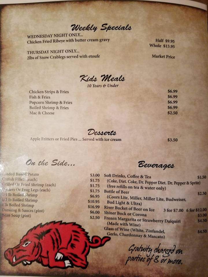 West Shore Restaurant - Garland City, AR menu_pic