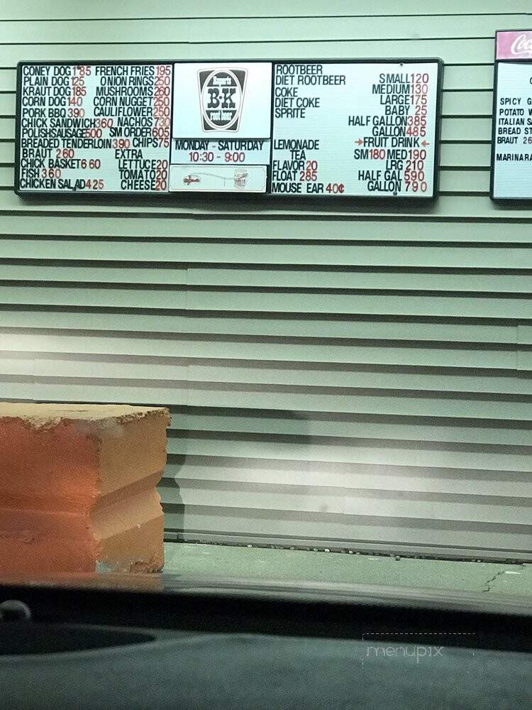 Rupert's B & K Root Beer - Kokomo, IN menu_pic