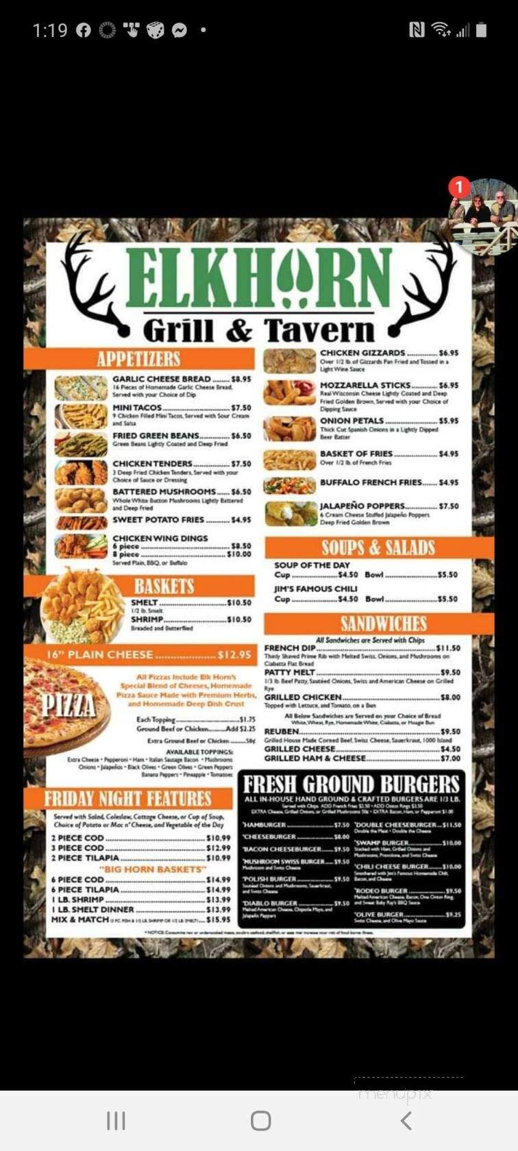 The Elkhorn Grill - Vanderbilt, MI menu_pic