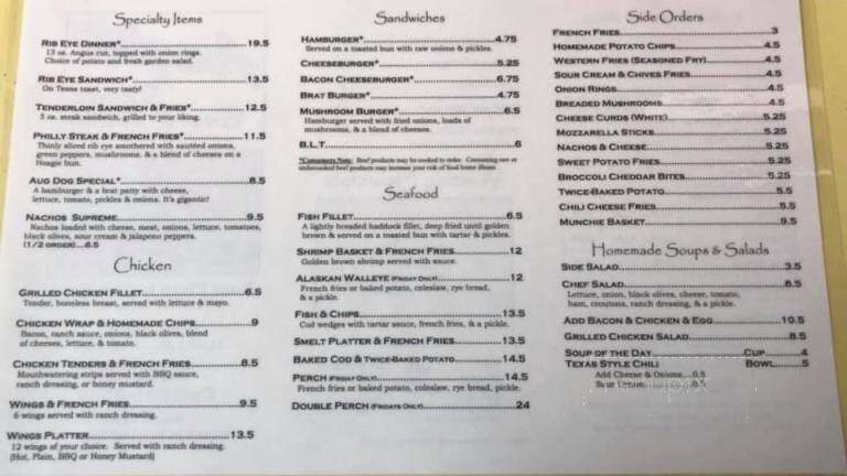 Augie's Bar & Grill LLC - Luxemburg, WI menu_pic