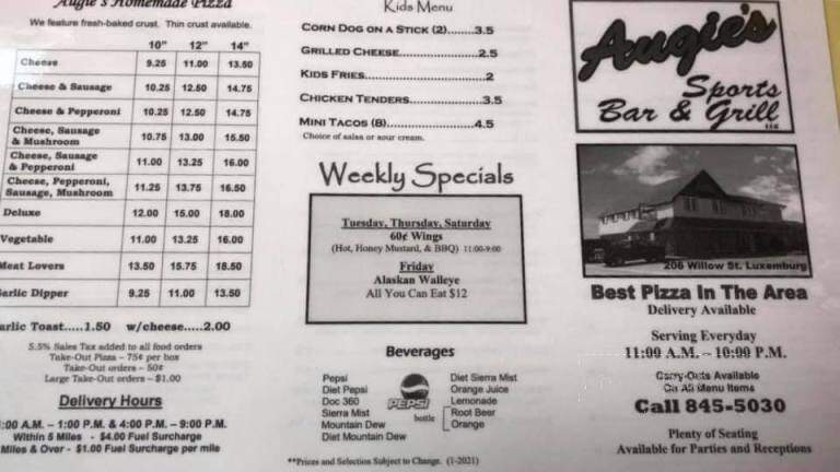 Augie's Bar & Grill LLC - Luxemburg, WI menu_pic