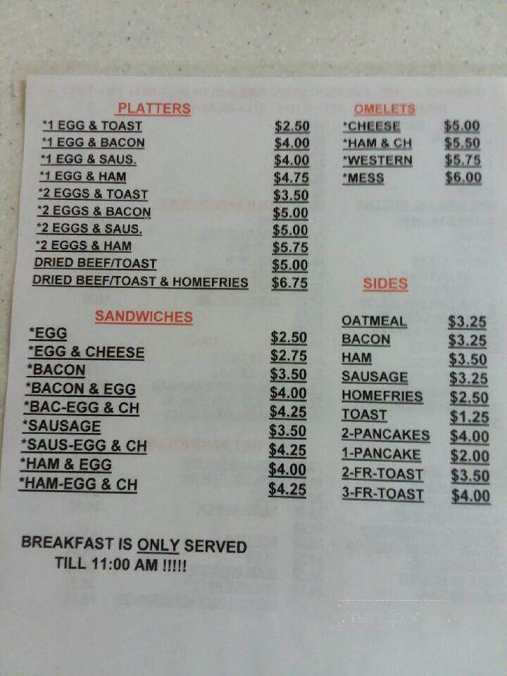 Harlings Hoagie Shop - Mifflin, PA menu_pic