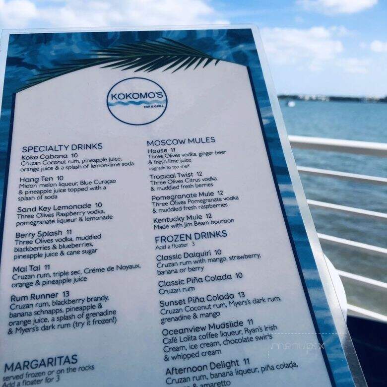 Kokomos Bar & Grille - Clearwater Beach, FL menu_pic