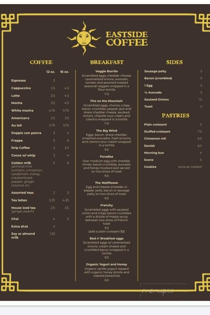 Eastside Coffee - Livingston, MT menu_pic