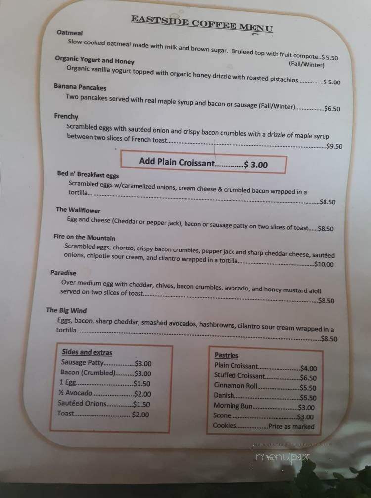 Eastside Coffee - Livingston, MT menu_pic