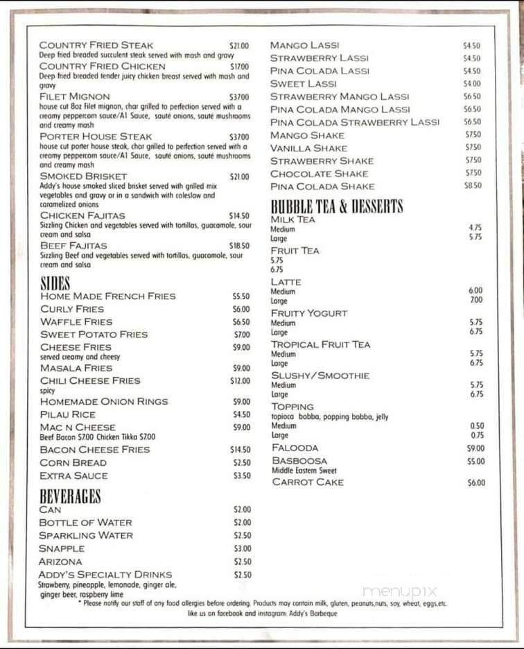 Addy's Barbeque - Edison, NJ menu_pic