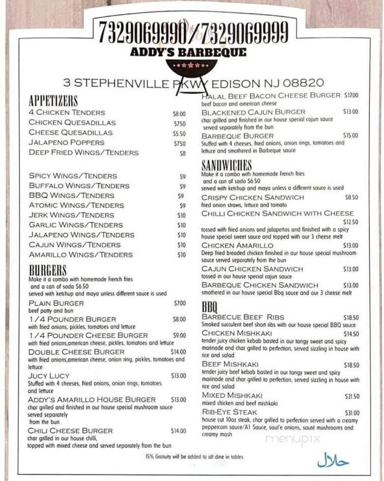 Addy's Barbeque - Edison, NJ menu_pic