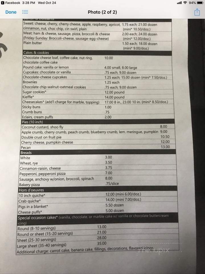 Applegate's Bakery - Phillipsburg, NJ menu_pic