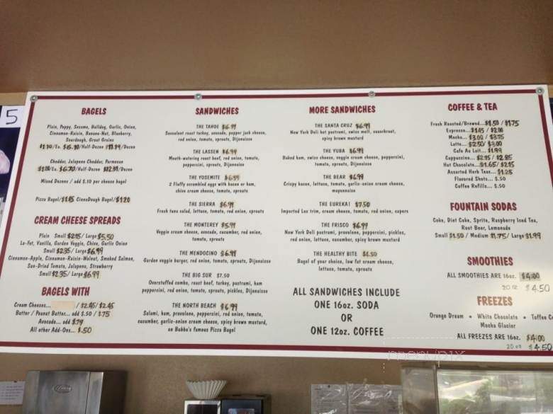 Bubba's Bagels - Grass Valley, CA menu_pic