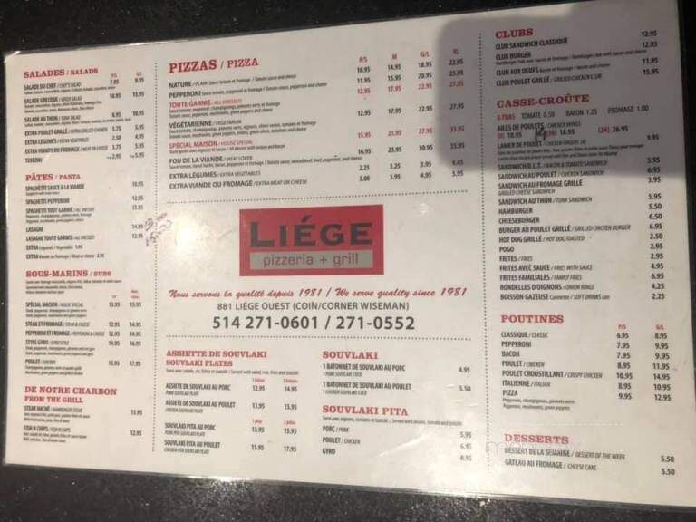 Liege Restaurant - Montreal, QC menu_pic