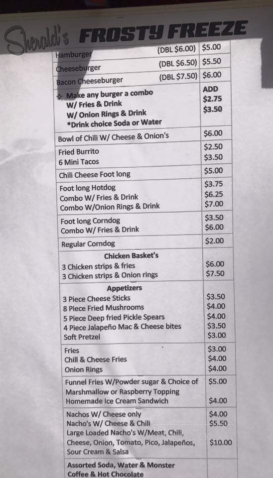 Sherald's Burger Bar - Price, UT menu_pic