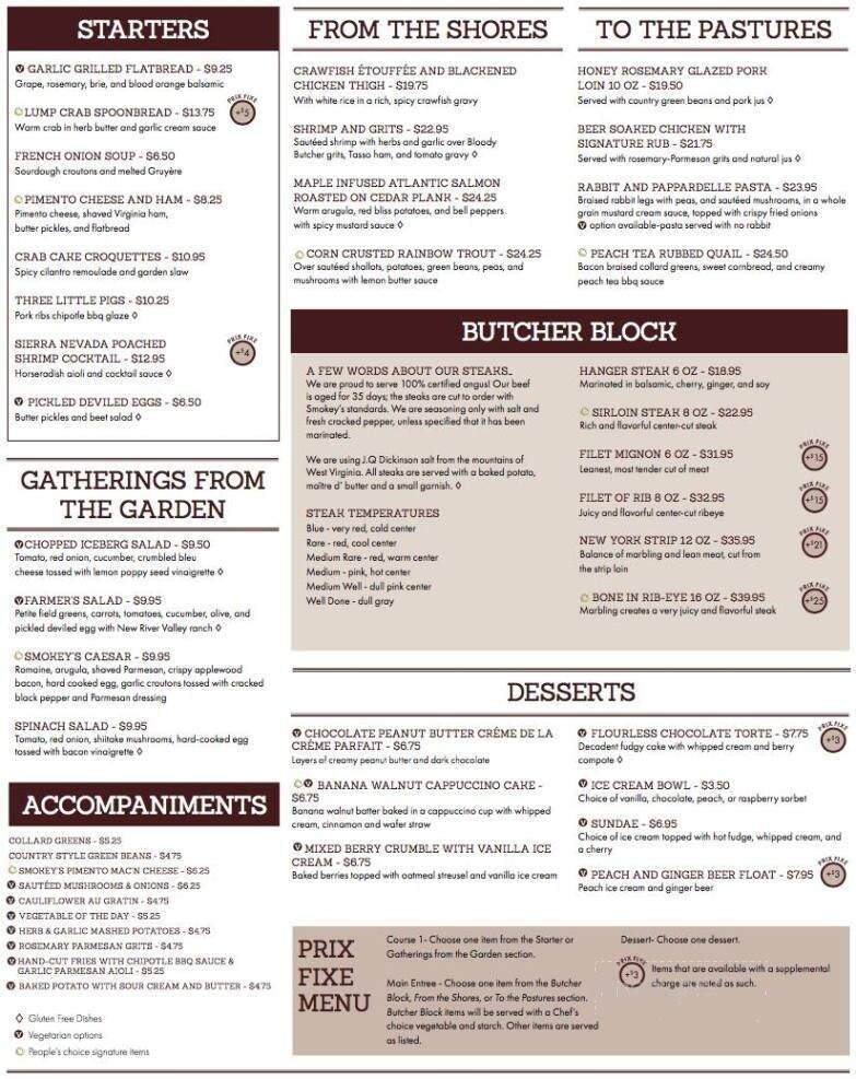 Smokey's On The Gorge - Lansing, WV menu_pic