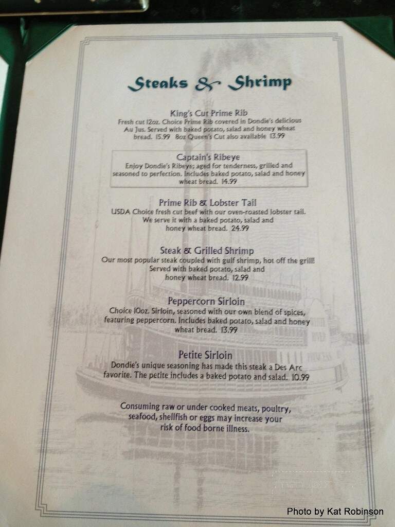 Dondie's White River Press - Des Arc, AR menu_pic