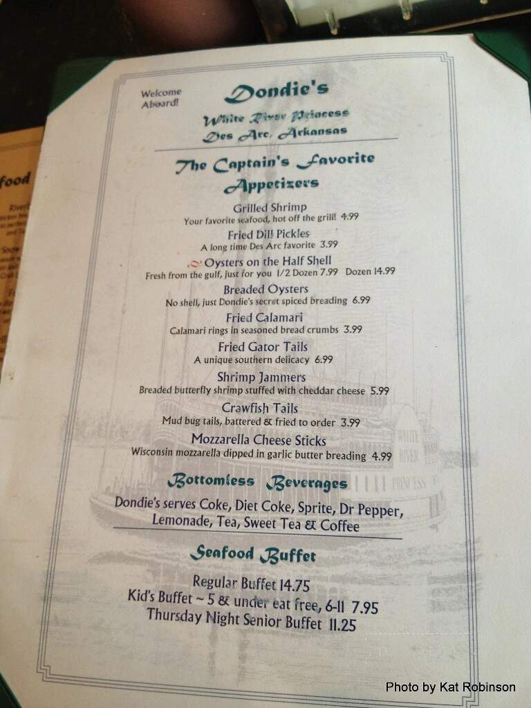 Dondie's White River Press - Des Arc, AR menu_pic
