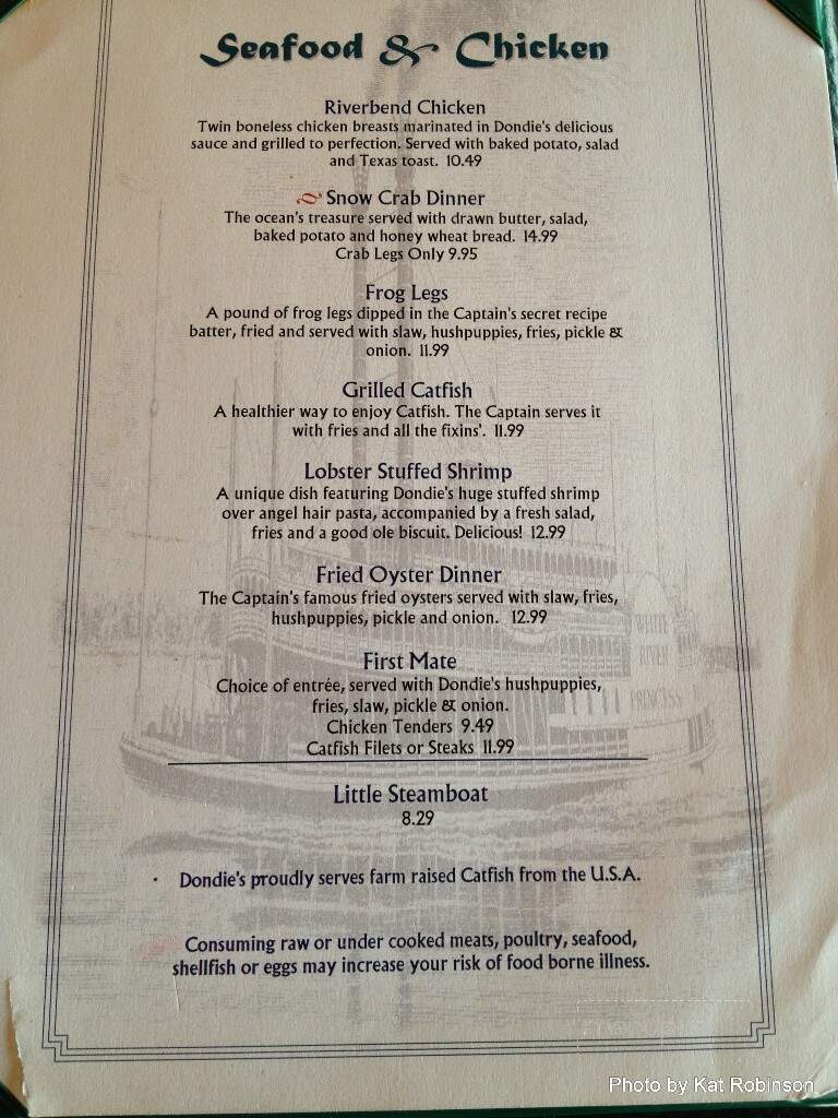 Dondie's White River Press - Des Arc, AR menu_pic