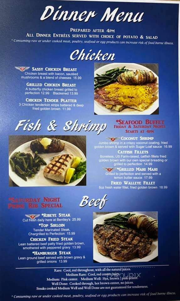 Bentley's Cafe & Gift Shop - Greers Ferry, AR menu_pic