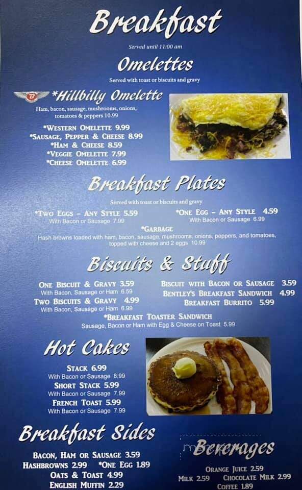 Bentley's Cafe & Gift Shop - Greers Ferry, AR menu_pic