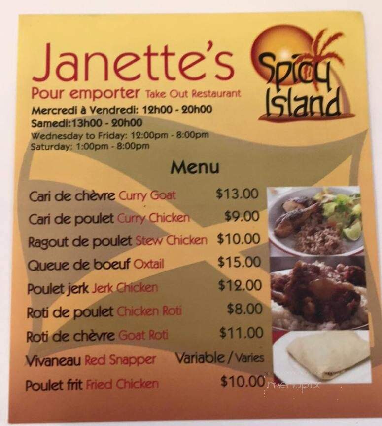 Janette's Spicy Caribbean Food - Montreal, QC menu_pic