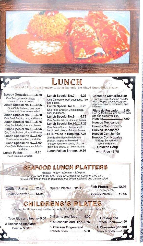 Puerto Nuevo Mexican and Seafood Restaurant - Roan Mountain, TN menu_pic