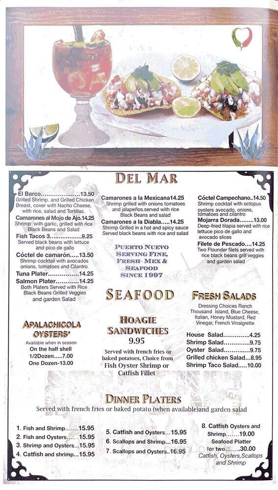 Puerto Nuevo Mexican and Seafood Restaurant - Roan Mountain, TN menu_pic