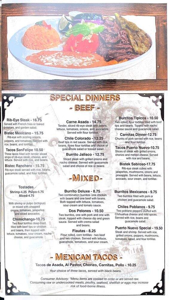 Puerto Nuevo Mexican and Seafood Restaurant - Roan Mountain, TN menu_pic