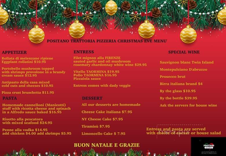 Positano Trattoria Pizzeria - DeLand, FL menu_pic