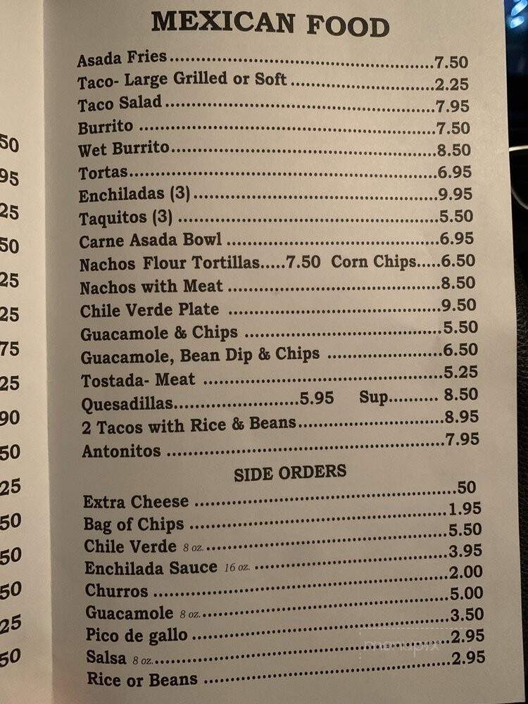 Rick's Trio - Exeter, CA menu_pic
