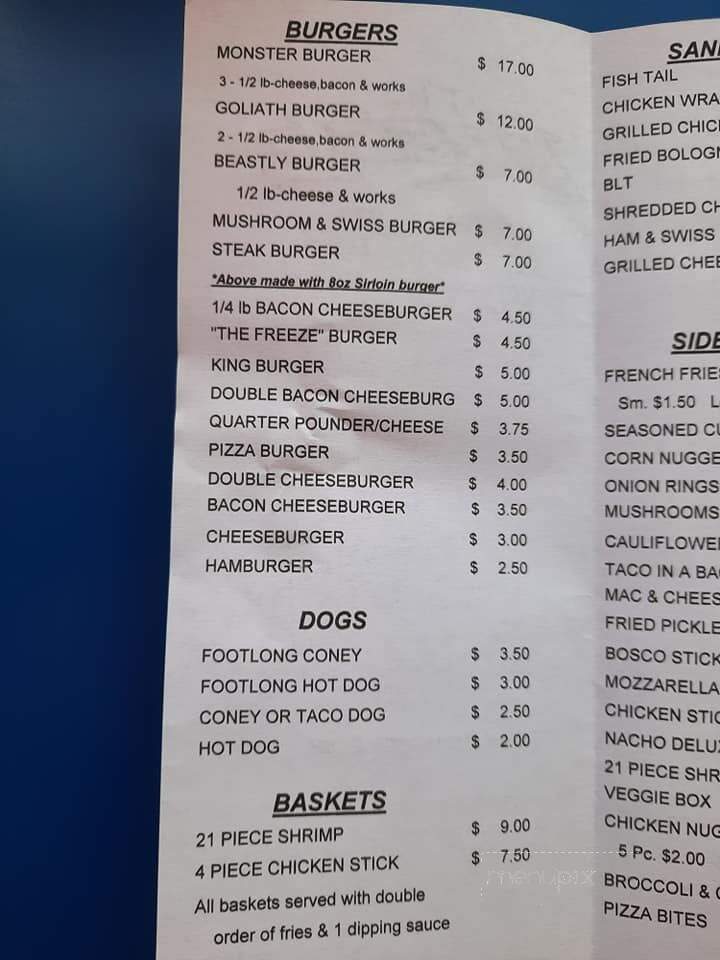 Wayne's Freeze - Coshocton, OH menu_pic