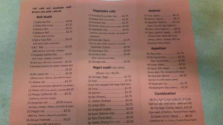 Village Sushi Bar - Richmond, BC menu_pic