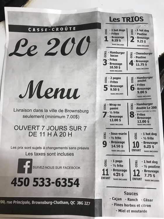 Casse-Croute Le 200 - Brownsburg-Chatham, QC menu_pic