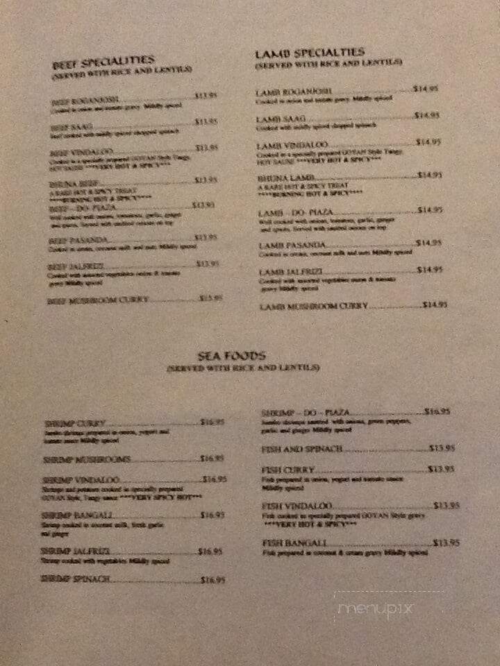 Currys Of India - Binghamton, NY menu_pic