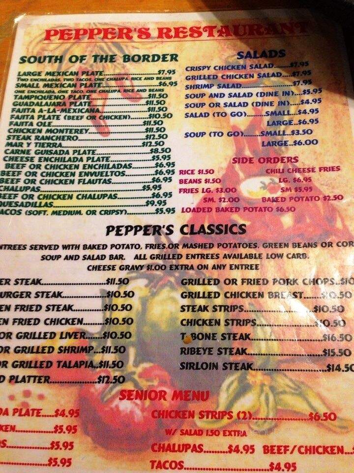 Pepper's Restaurant - Hebbronville, TX menu_pic
