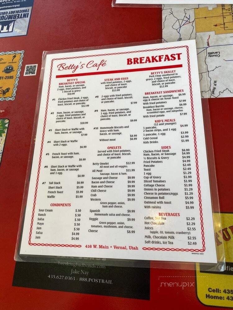 Betty's Cafe - Vernal, UT menu_pic