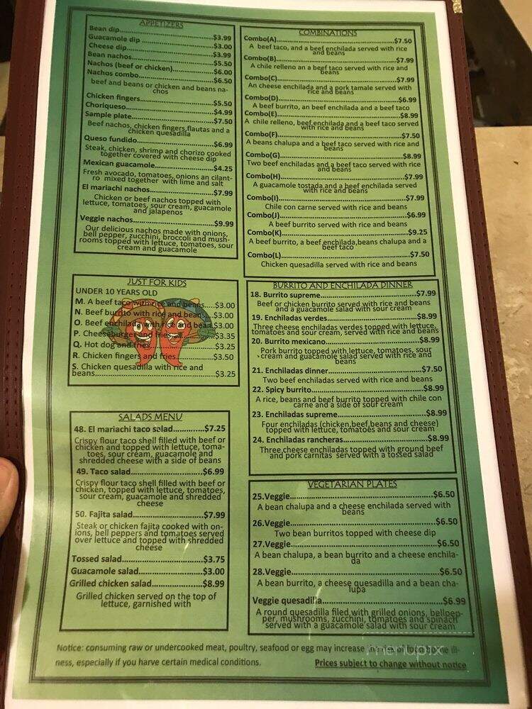 Mariachi Mexican Restaurant - Daleville, AL menu_pic