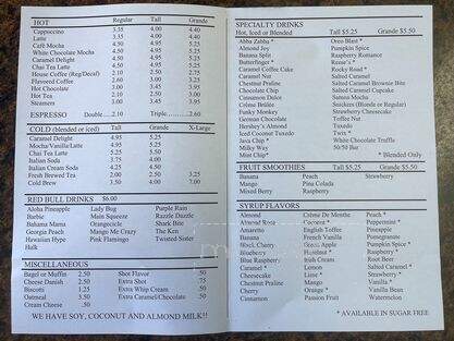 Java Express - Porterville, CA menu_pic