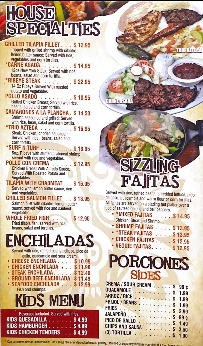Azteca Bar and Grill - Walkersville, MD menu_pic