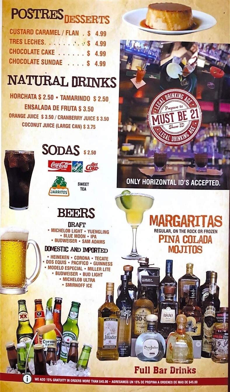 Azteca Bar and Grill - Walkersville, MD menu_pic
