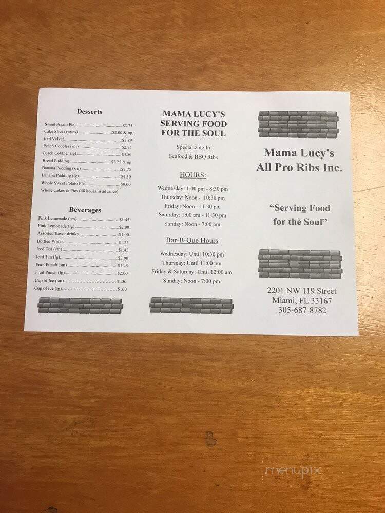 Mama Lucy's Home Style Cooking - Miami, FL menu_pic