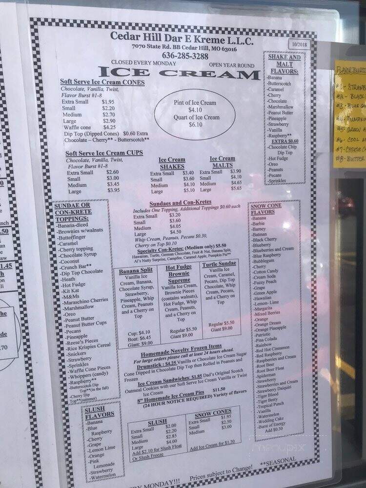 Cedar Hill Dar-E-Kreme - Cedar Hill, MO menu_pic